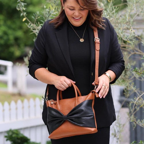 Charlotte - Tan / Black Bow 