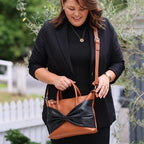 Charlotte - Tan / Black Bow 