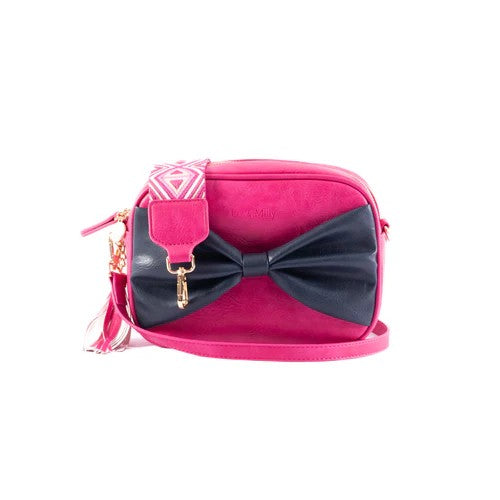 Sally Bow - Pink / Navy Bow 