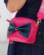 Sally Bow - Pink / Navy Bow 