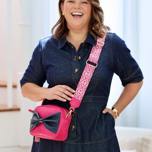 Sally Bow - Pink / Navy Bow 