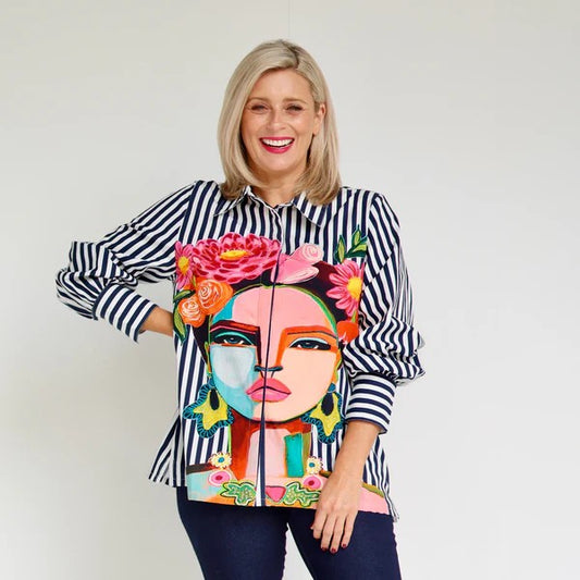 Frida Shirt Navy Lonng Sleeve [siz:xl]