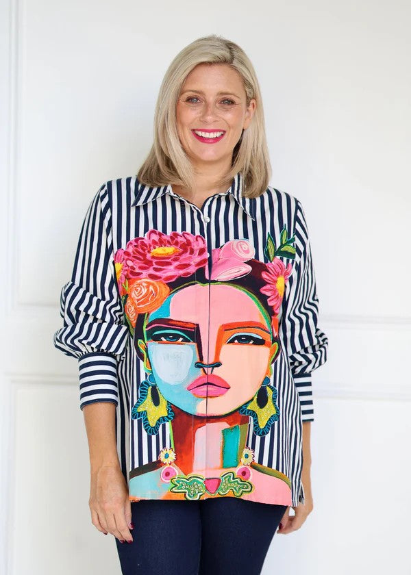 Frida Shirt Navy Lonng Sleeve [siz:xl]