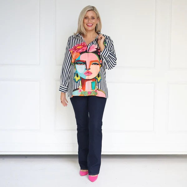 Frida Shirt Navy Lonng Sleeve [siz:xl]