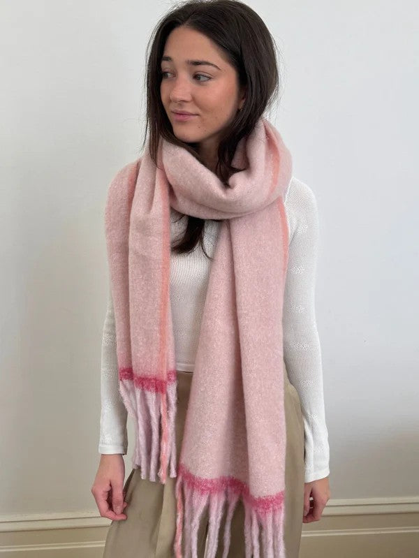 Scarf - Two Tones Stripe Pink 