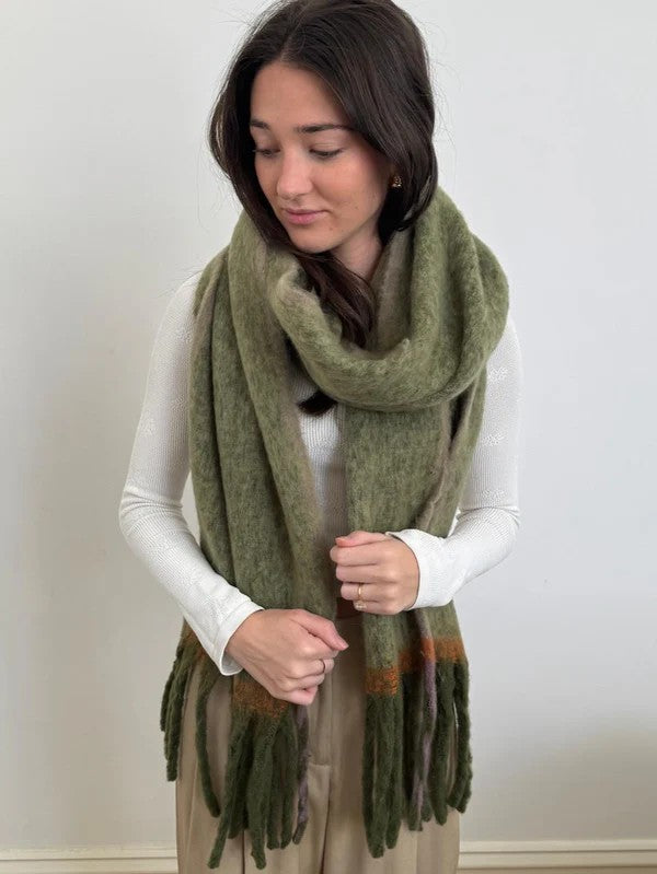 Scarf - Two Tones Stripe Green 