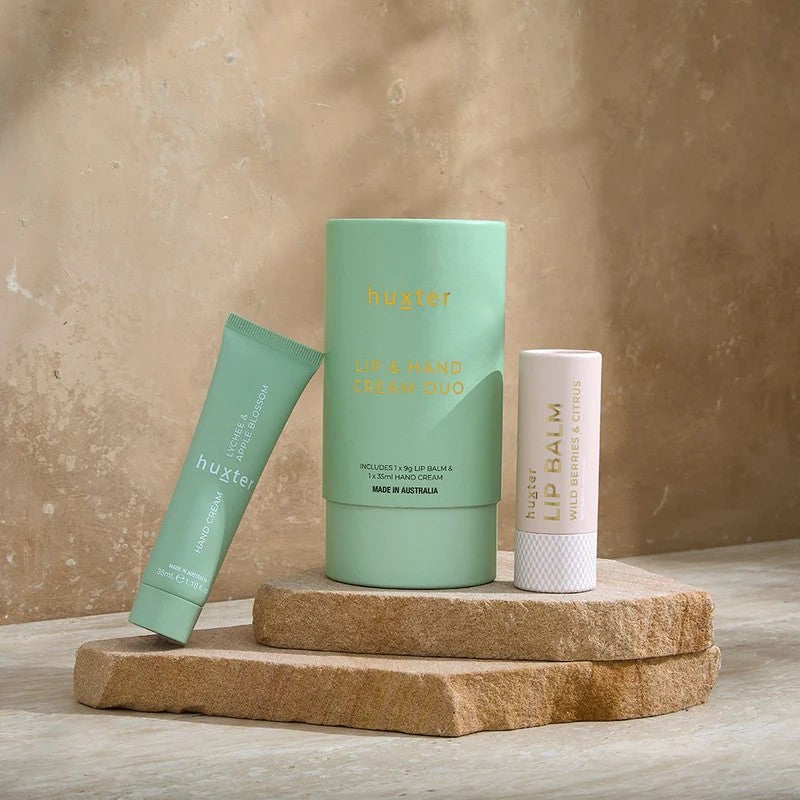 Huxter Lip And Hand Cream Duo - Green Lychee & Apple Blossom 
