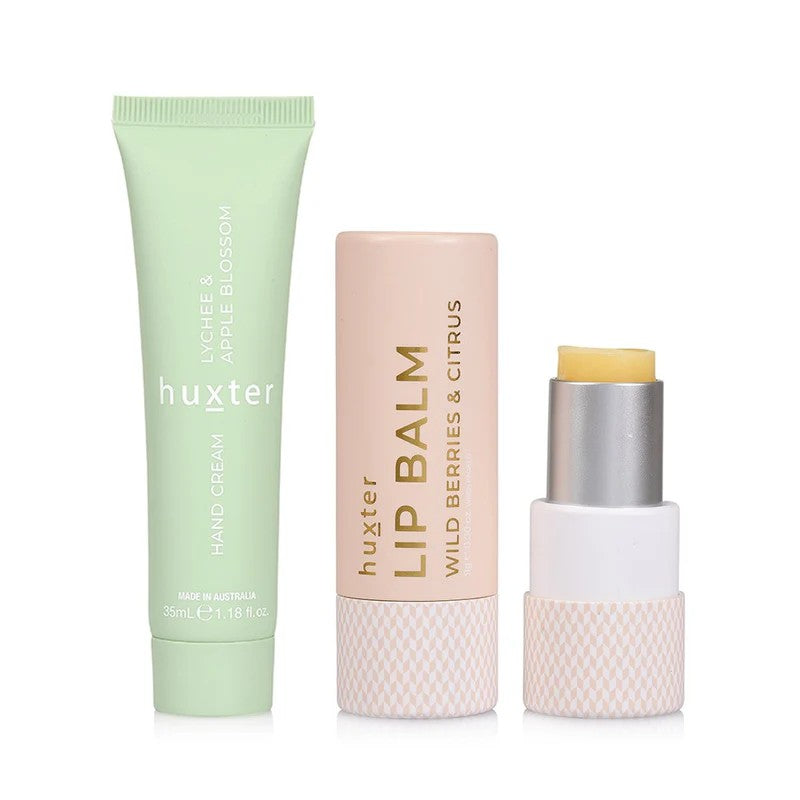 Huxter Lip And Hand Cream Duo - Green Lychee & Apple Blossom 