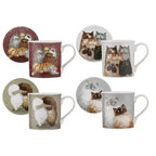 Kims Cats Mugs And Coaster Set [col:plum]
