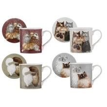Load image into Gallery viewer, Kims Cats Mugs And Coaster Set [col:grey]
