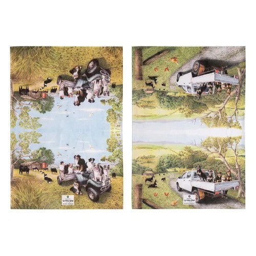 Working Dogs Vehicle 2pk Kitchen Towel 