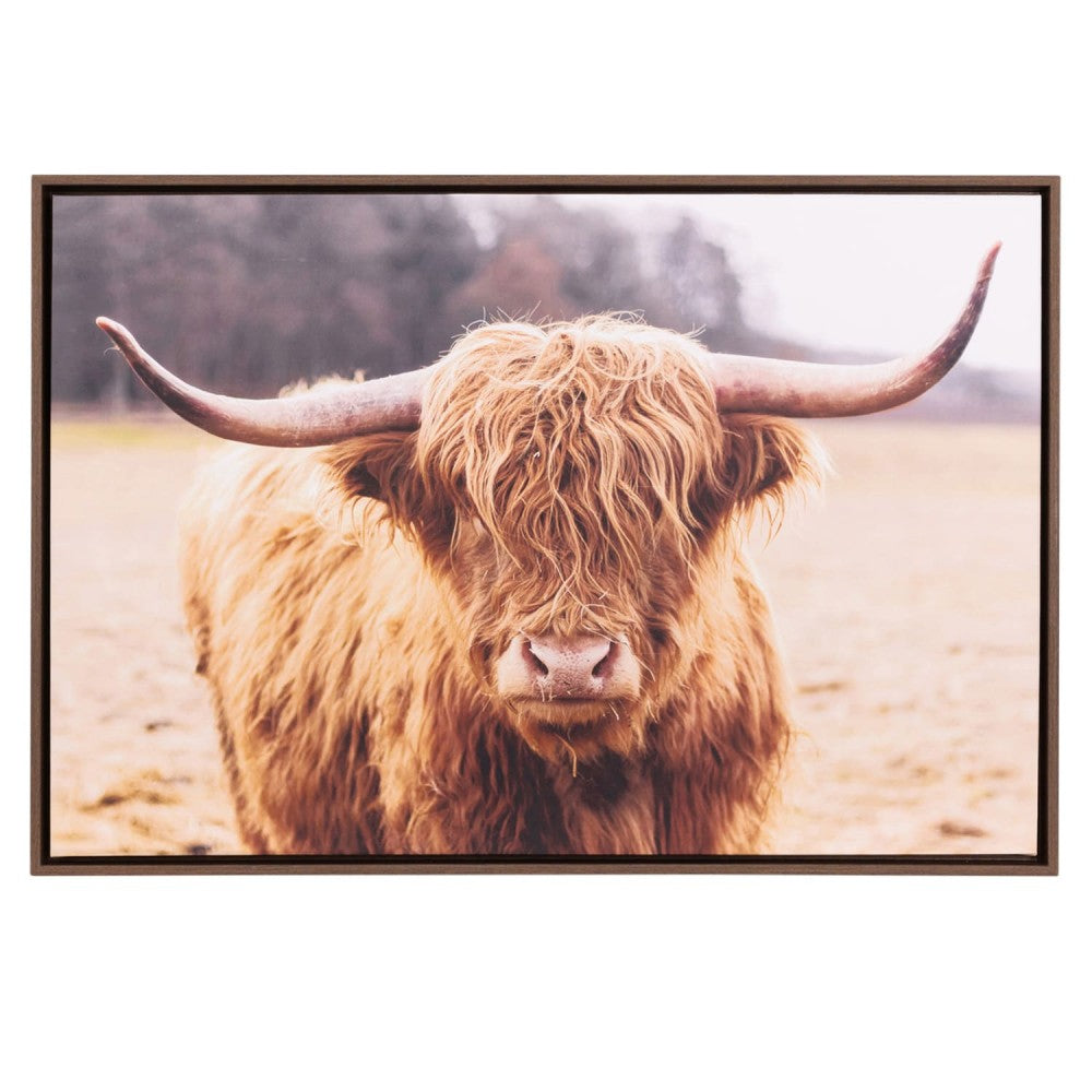 Rustic Meadow Highland Cow Canvas Frame 