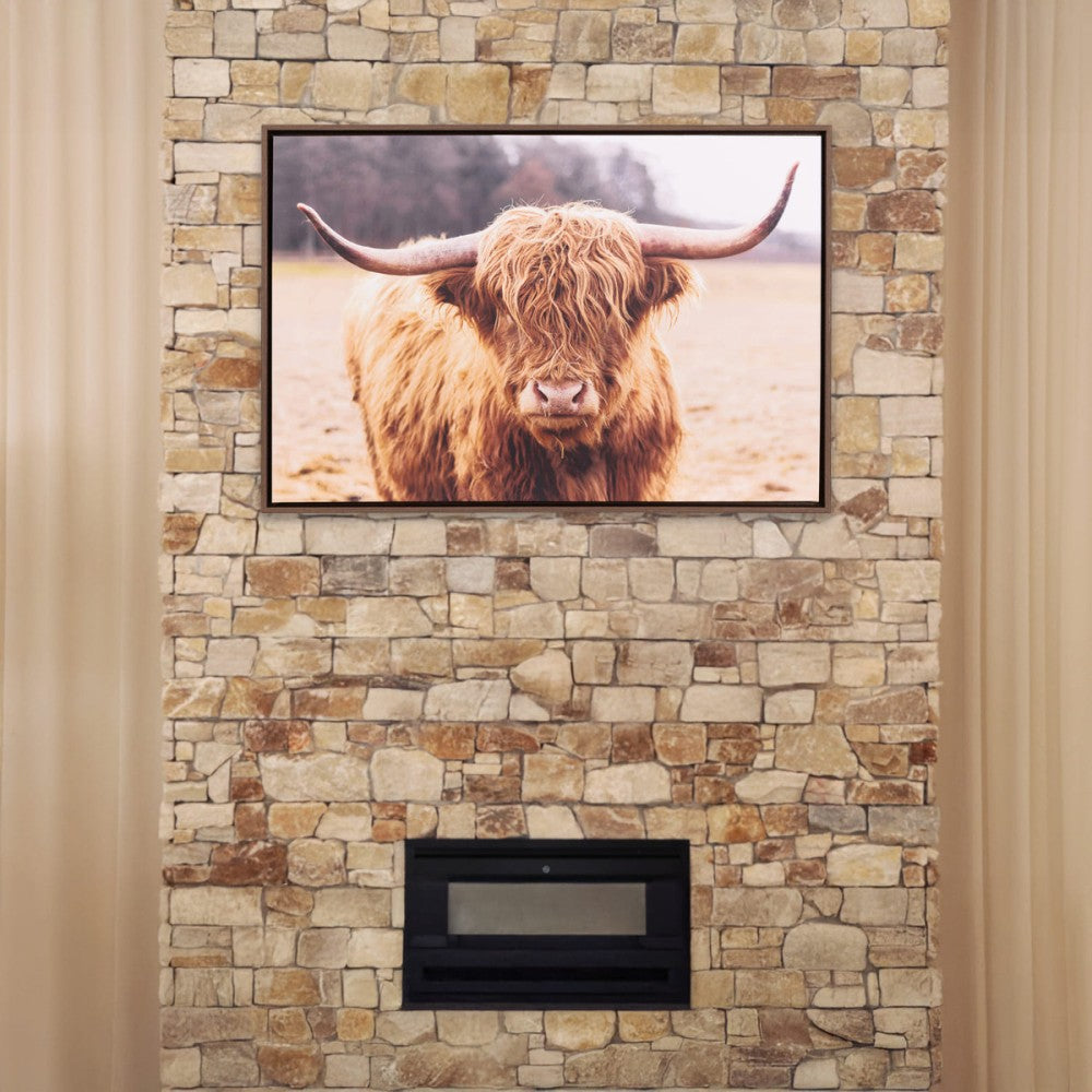 Rustic Meadow Highland Cow Canvas Frame 