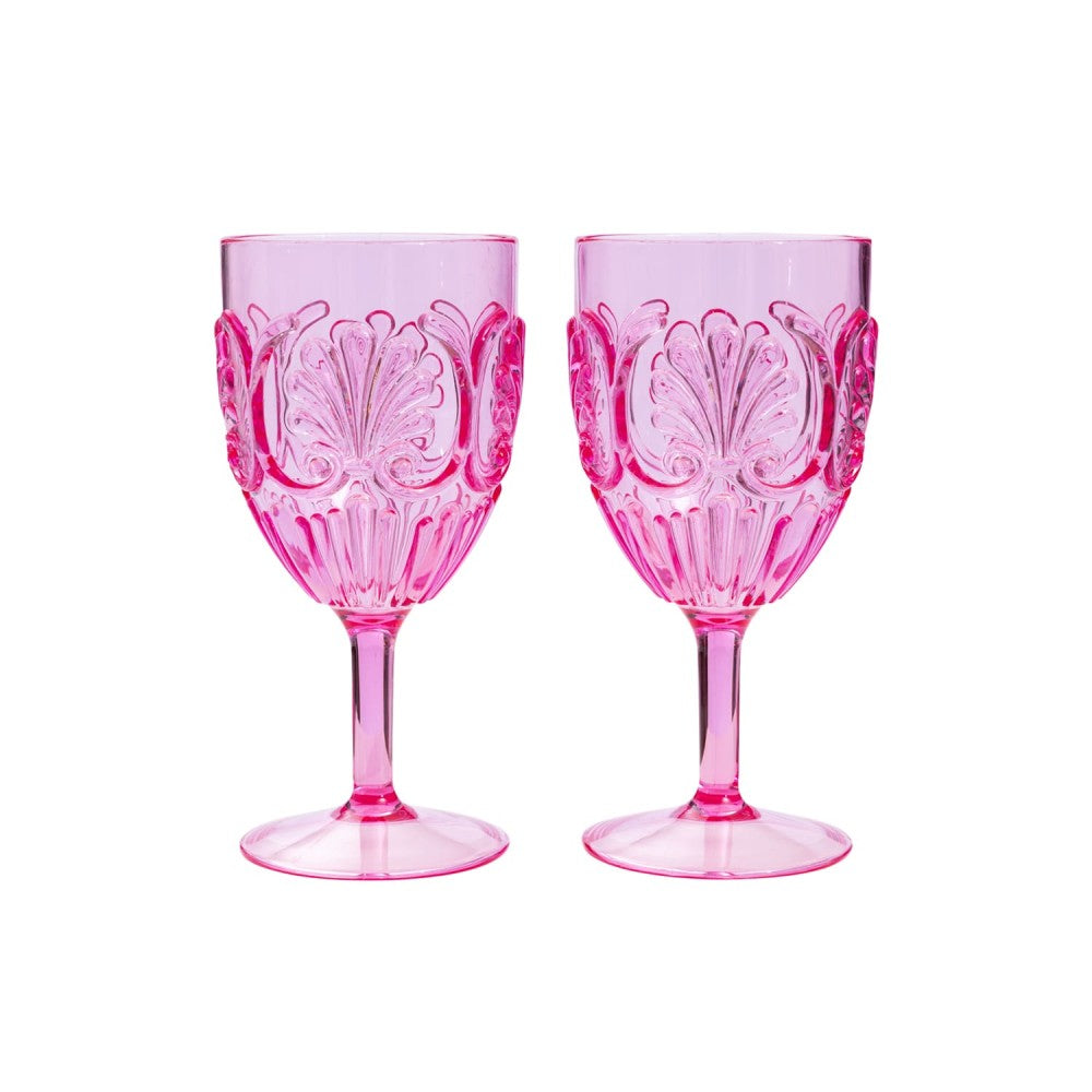 Summer Waves Set Of 2 Wine Glass - Pink 