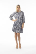 Aksharay Navy Dress Collar Puff Sleeve [siz:med]