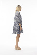 Aksharay Navy Dress Collar Puff Sleeve [siz:large]