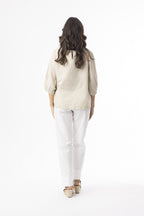 Cotton Slub Essentials Top Puff Sleeve - Sand [siz:small]