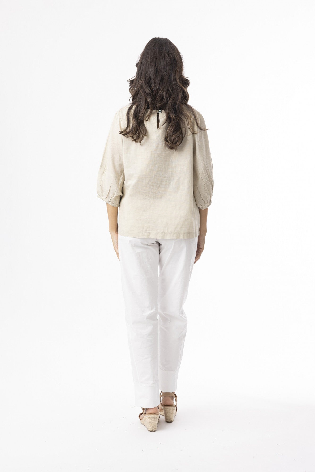 Cotton Slub Essentials Top Puff Sleeve - Sand [siz:med]