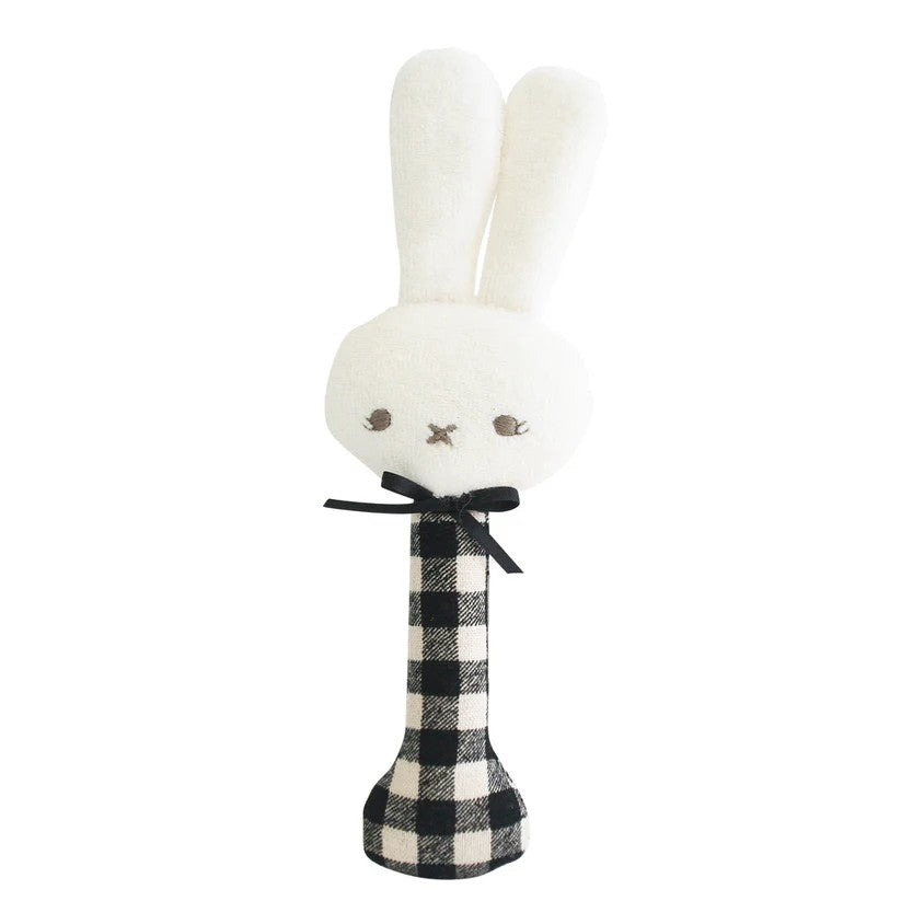 Bunny Stick Rattle Black Check 