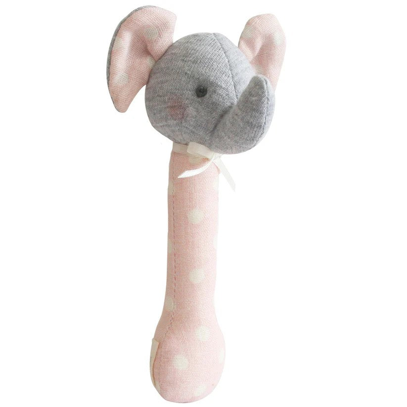 Elephant Stick Rattle Pale Pink 