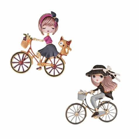 Iris Brooch Girl On Bike [col:silver]
