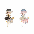 Iris Brooch Girl Holding Hand Bag [col:gold]