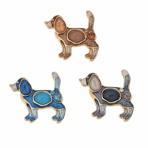 Iris Brooch Dog [col:blue]