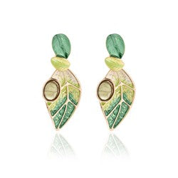 Earrings Green Leaf 