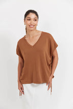 Haiti Tie Knit Top - Tan [siz:xsmall]