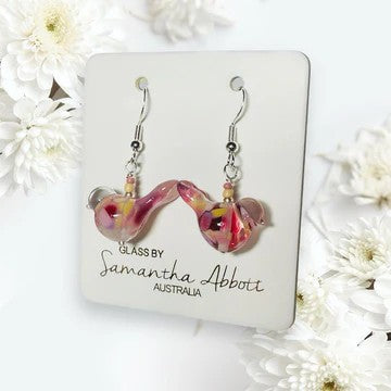 Earrings Glass - Birds Assorted Colour 