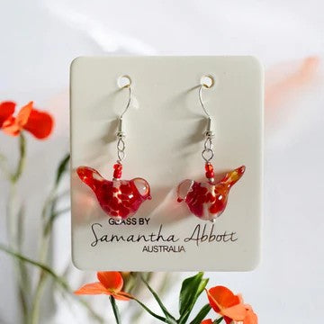 Earrings Glass - Birds Assorted Colour 