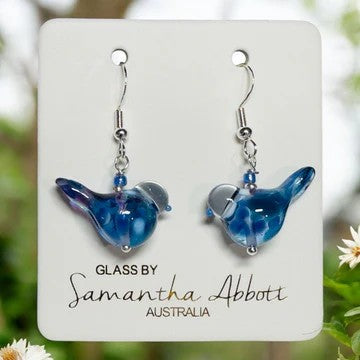 Earrings Glass - Birds Assorted Colour 
