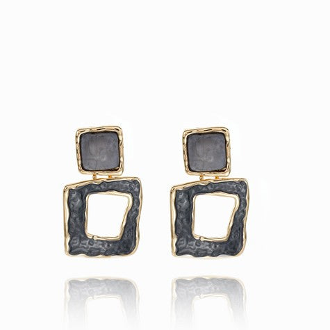 Earrings - Square Iris [col:steel]