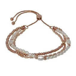 Tri Layer W.feat Pearl Slider Br [col:rose Gold]