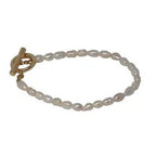 Delicate Fresh Water Pearl Fob Bracelet [col:gold]