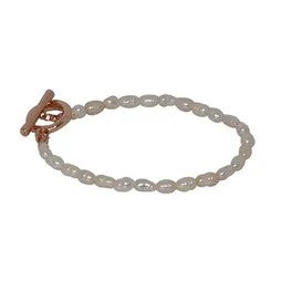 Delicate Fresh Water Pearl Fob Bracelet [col:rose Gold]