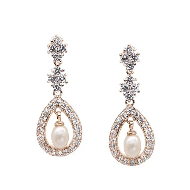 Cz Fwp Earrings Rose Gold
