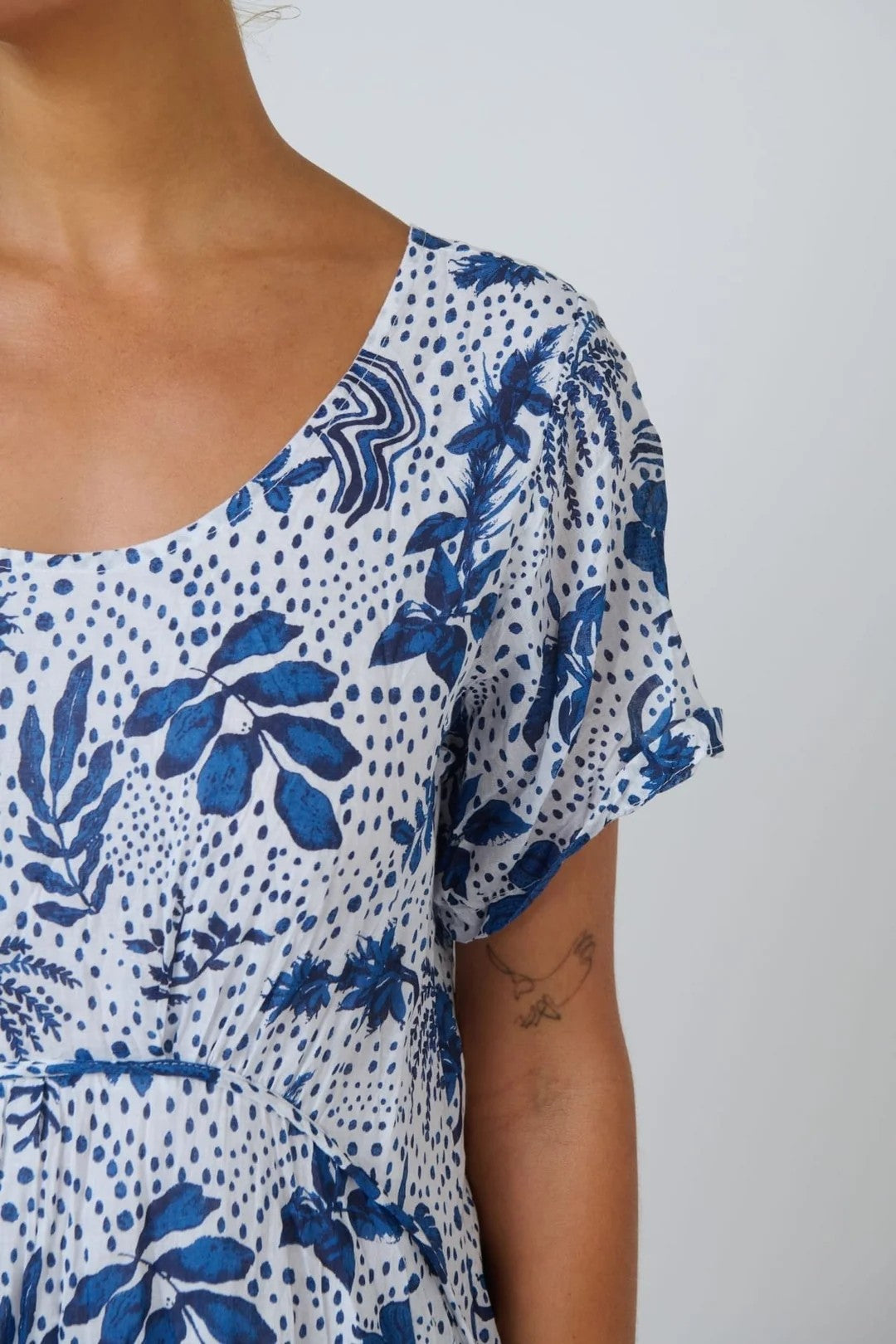 Namastai Gathered Cotton Dress Tropics Typhoon [siz:s/m]