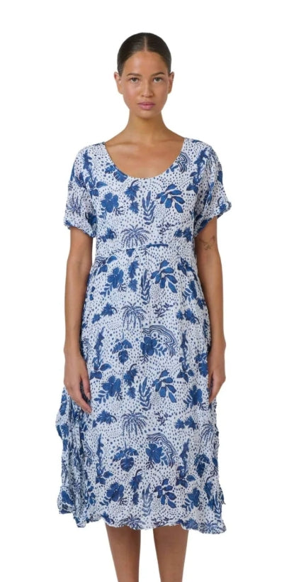 Namastai Gathered Cotton Dress Tropics Typhoon [siz:s/m]