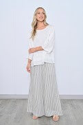 Striped Wide Leg Linen Pant With Side Pockets [siz:small To Med]