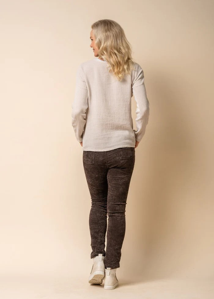 Angerona Linen Blend Top - Latte [siz:ml]