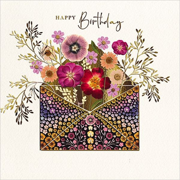 Card - Pressed Flowers Tucked In Envelope