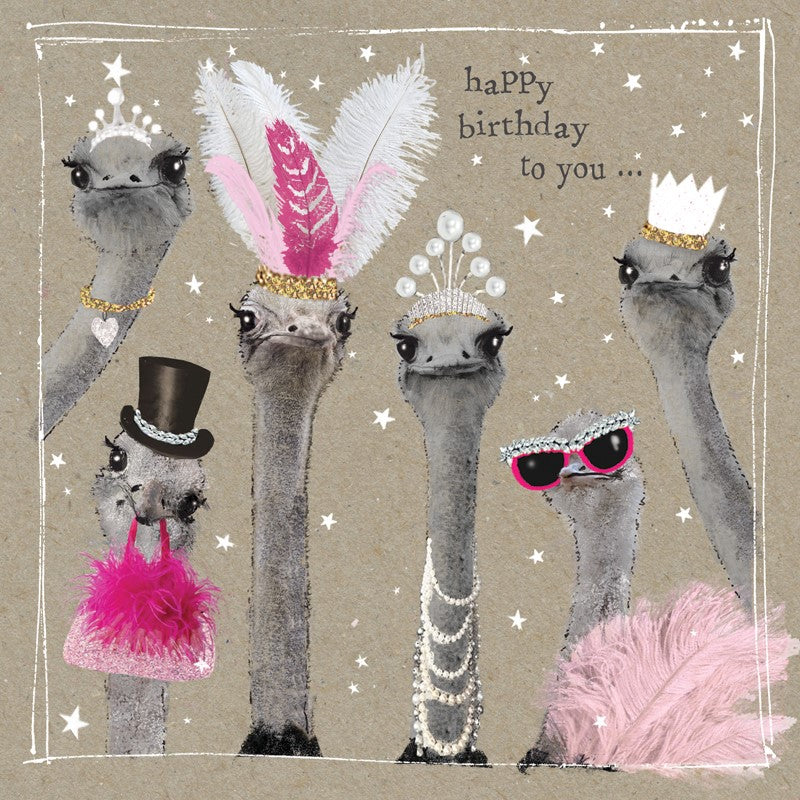 Card - Happy Birthday To You - Ostriches