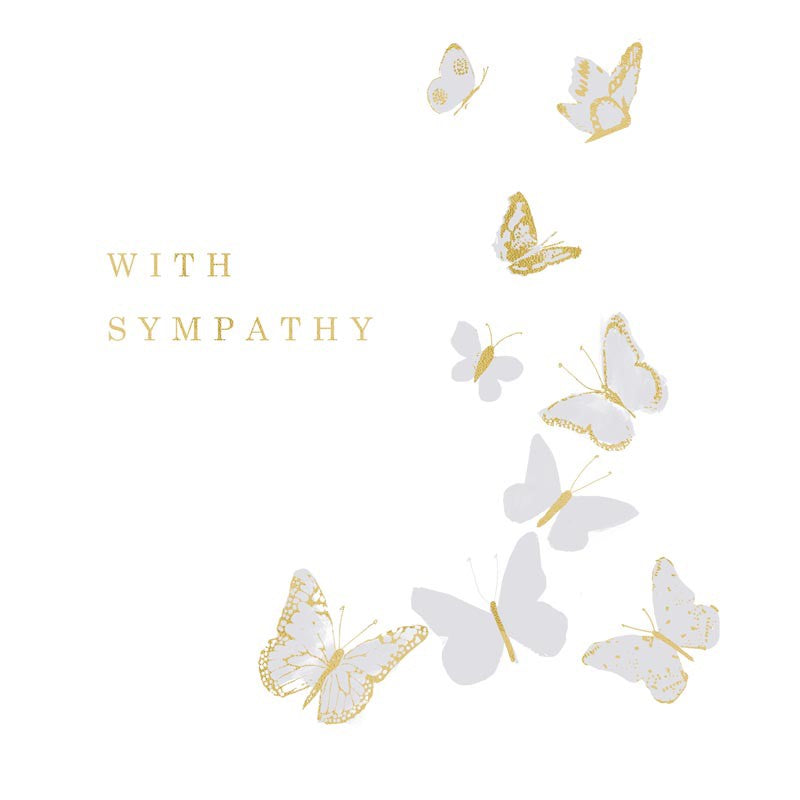 Card - With Sympathy- Butterflies White