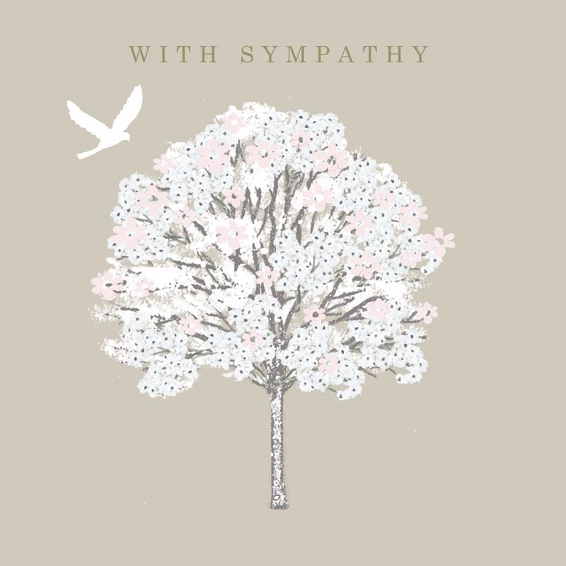 Card - With Sympathy White Blossom Tree