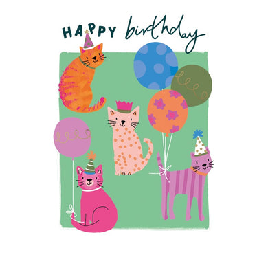 Card -happy Birthday Cats With Baloons