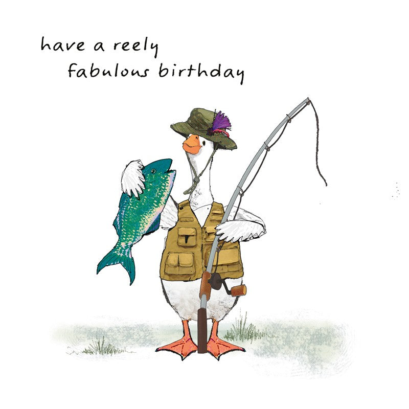 Card - Male Birthday Goose Fishing