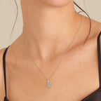 Glam Tag Pendant Necklace-silver
