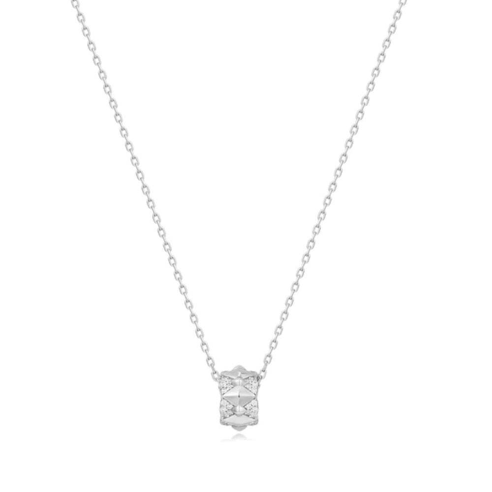 Punk Silver Geometric Sparkle Pendant Necklace
