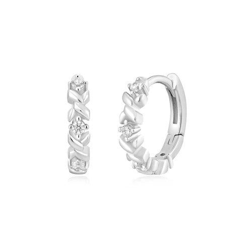 Earrings - Silver Sparkle Cross Huggies 